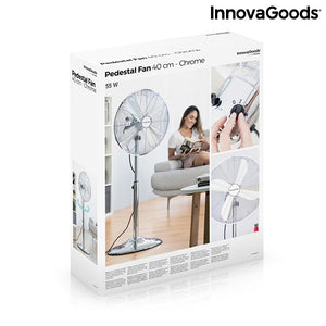 Freistehender Ventilator Chrome Retro InnovaGoods Ø 40 cm 55W