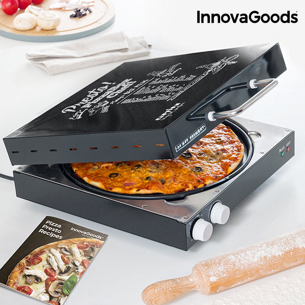 InnovaGoods Elektrischer Pizzaofen mit Presto Rezeptbuch! 1200W Schwarz